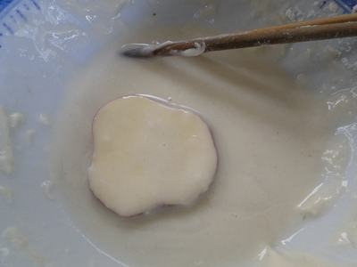 小麦粉なしのまるちミックス粉を使って、さつまいもの天ぷら大成功