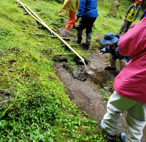 湧き水がつくる滝、毎日5万トンの湧き水 湧き水がつくる滝、毎日5万トンの湧き水