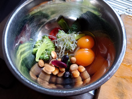 朝のルーティン(柿茶 布巾 ふたごたまご 朝ごはん) 朝のルーティン(柿茶 布巾 ふたごたまご 朝ごはん)