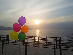 七夕のサンポート夕陽夕やけと