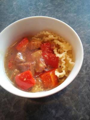 厚切りベーコンのハニーマスタード味あんかけパスタ！