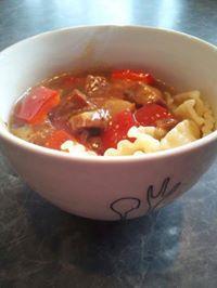 厚切りベーコンのハニーマスタード味あんかけパスタ！