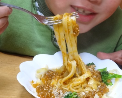 うどんやさんが作った『さぬき生パスタ』で夕食