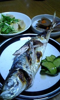 夕食‥鯵塩焼き