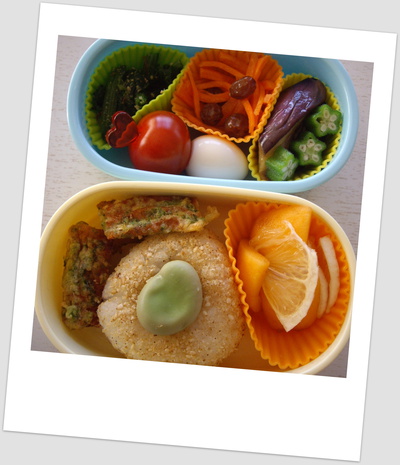 そら豆のおにぎり弁当♪