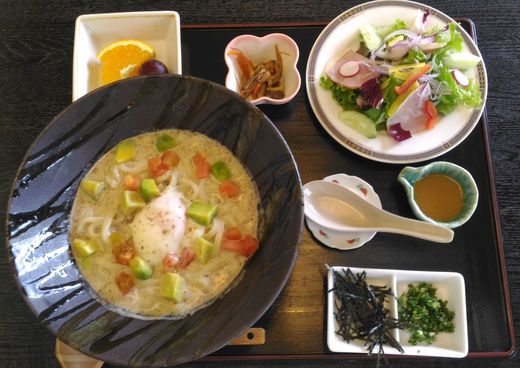 中津万象園　懐風亭　豆乳うどん・サラダセット　