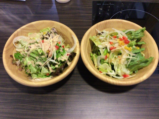 はらだ牧場高松おいしい広場店　唐揚げ定食＋サラダ×２