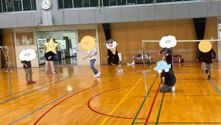 体育館で遊んだよ！