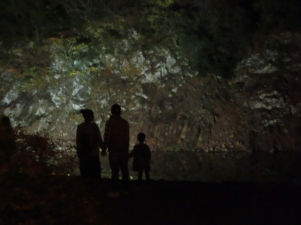 幻想的なライトアップの栗林公園