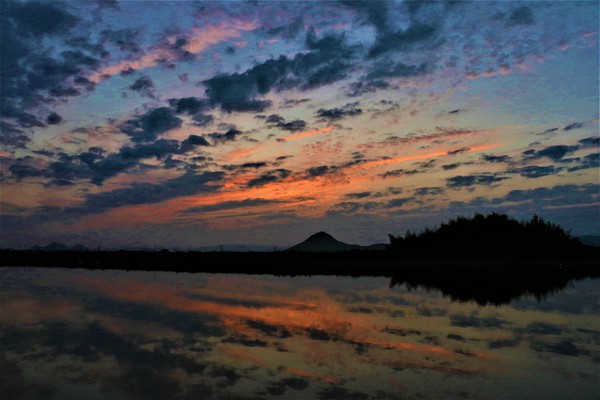 夕日＆夕焼け　昨夜の亀鶴公園　うどん県