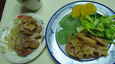 昨日の食事　　朝　昼　晩　　自宅