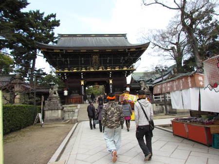 梅の花　京都北野天満宮　　鳥居＆　牛