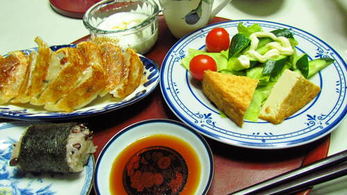 昼ご飯　かき飯　　晩ご飯　ぎょうざ　　自宅