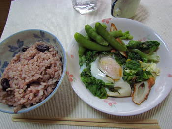 昼ごはん　　昼も赤飯　当分赤飯です　　自宅