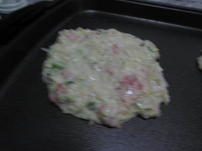 お好み焼き　冷蔵庫の野菜　を使って　　自宅