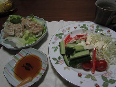 晩ご飯　自家製シュウマイ　・　白いソース　　自宅