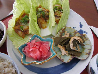 昼ご飯　　白菜の鶏肉炒め巻き　　自宅