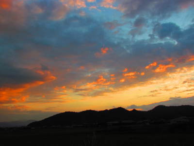 夕焼け　　鴨部から西へ