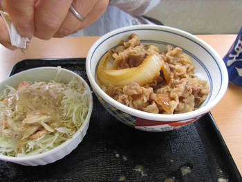 昼食は吉野家の牛丼