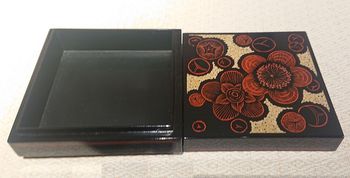 浅田真水　彫漆蒟醬梅文小箱2