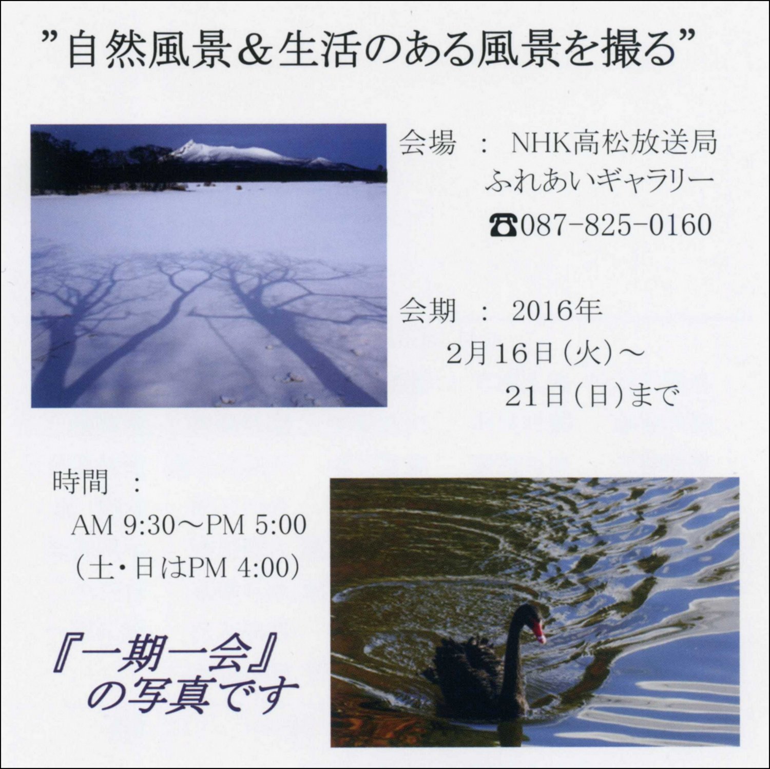 平成２８年２月｜香川写好クラブ写真展 ｖｏｌ.４（ＮＨＫ高松放送局ふれあいギャラリー）