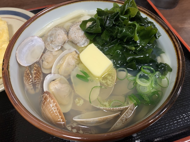 手打ち一本 まさ屋（あさりうどん＋バタートッピング）