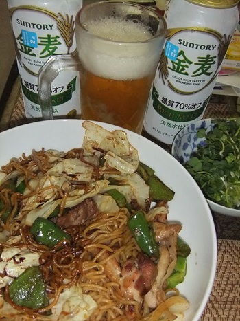 今夜は、焼きそばで