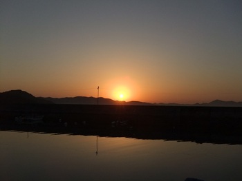 島からの夕陽