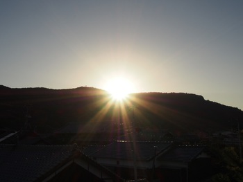 島の朝は快晴
