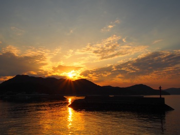 夕陽を眺めながら