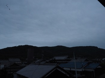 島の朝は曇り空