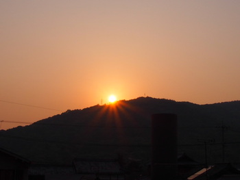 島の朝は快晴