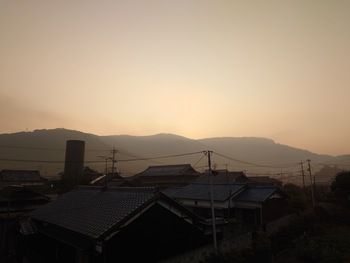 島の朝は快晴
