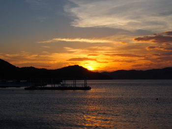 海と夕陽と夕焼け空