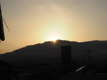 島の朝は快晴