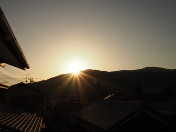 島の朝は快晴