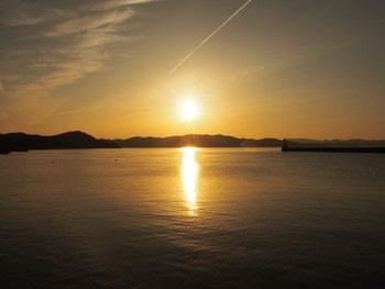 島からの夕陽