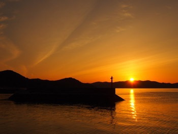 島からの夕陽