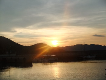 島の夕陽