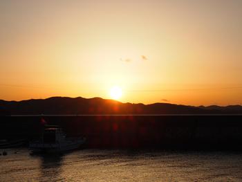 島からの夕陽