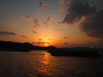 島からの夕陽