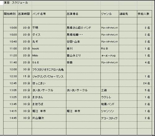 9/20　第四回COSミュージックフェスタ出演者