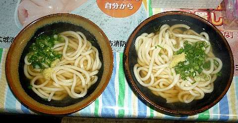 今日のうどん　日曜日　